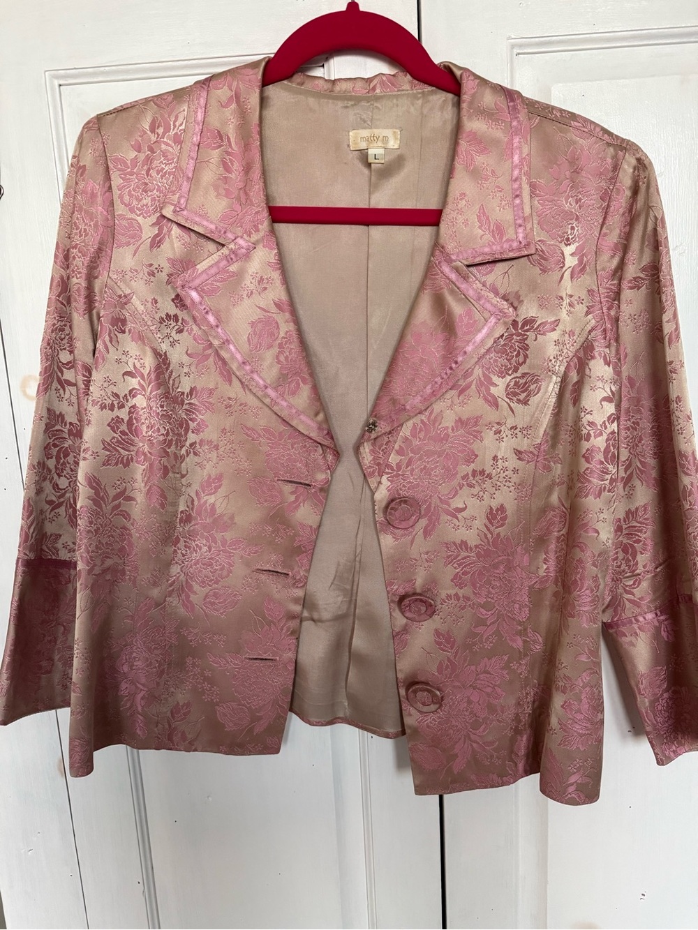 Vintage Pink Floral Brocade Blazer